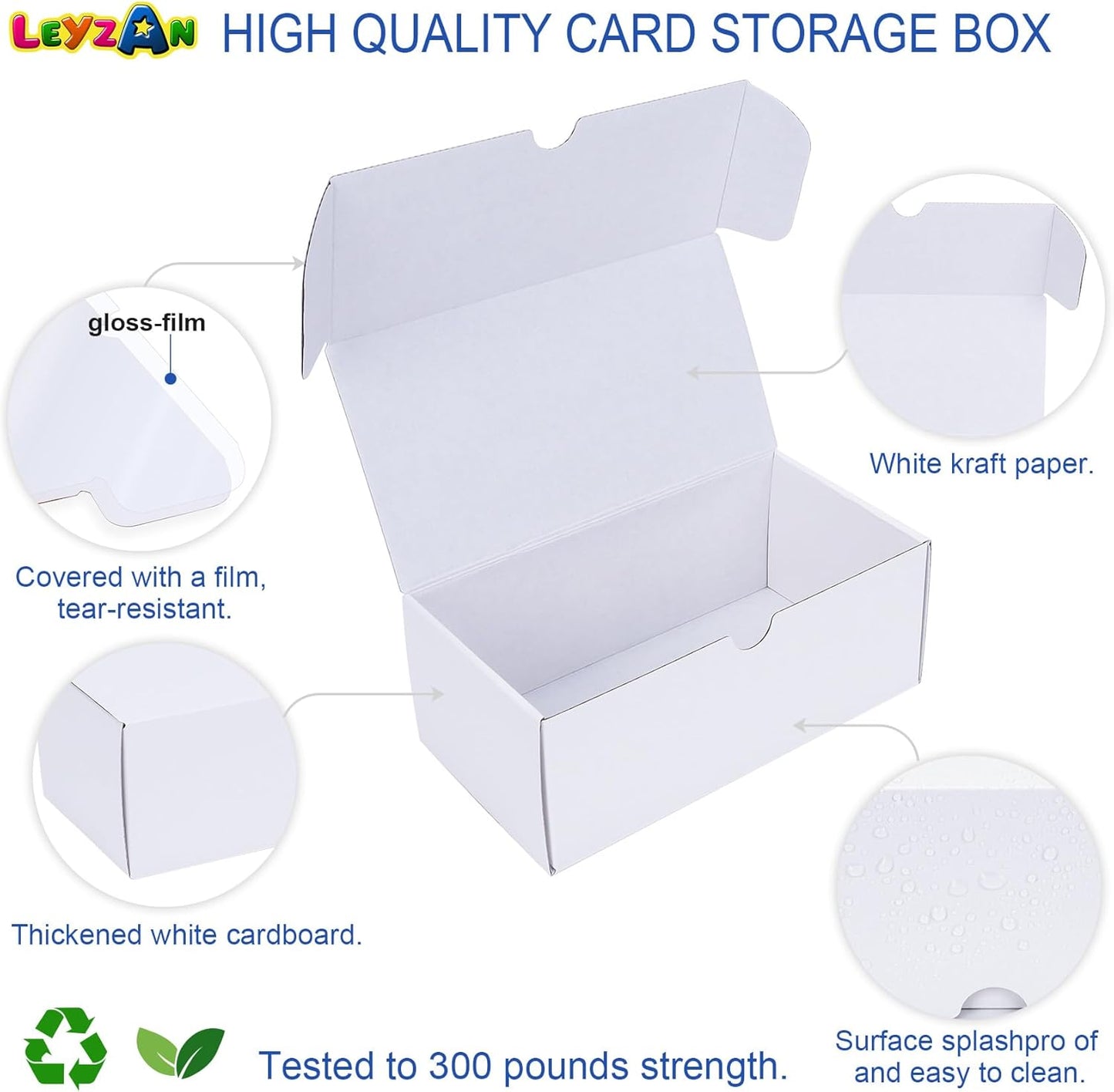 Toploader Storage Box, 8-Pack•100 Count Corrugated Cardboard Trading Card Top Loaders with Dividers & Labels for TCG/Magic/Mtg Organizer and Collection
