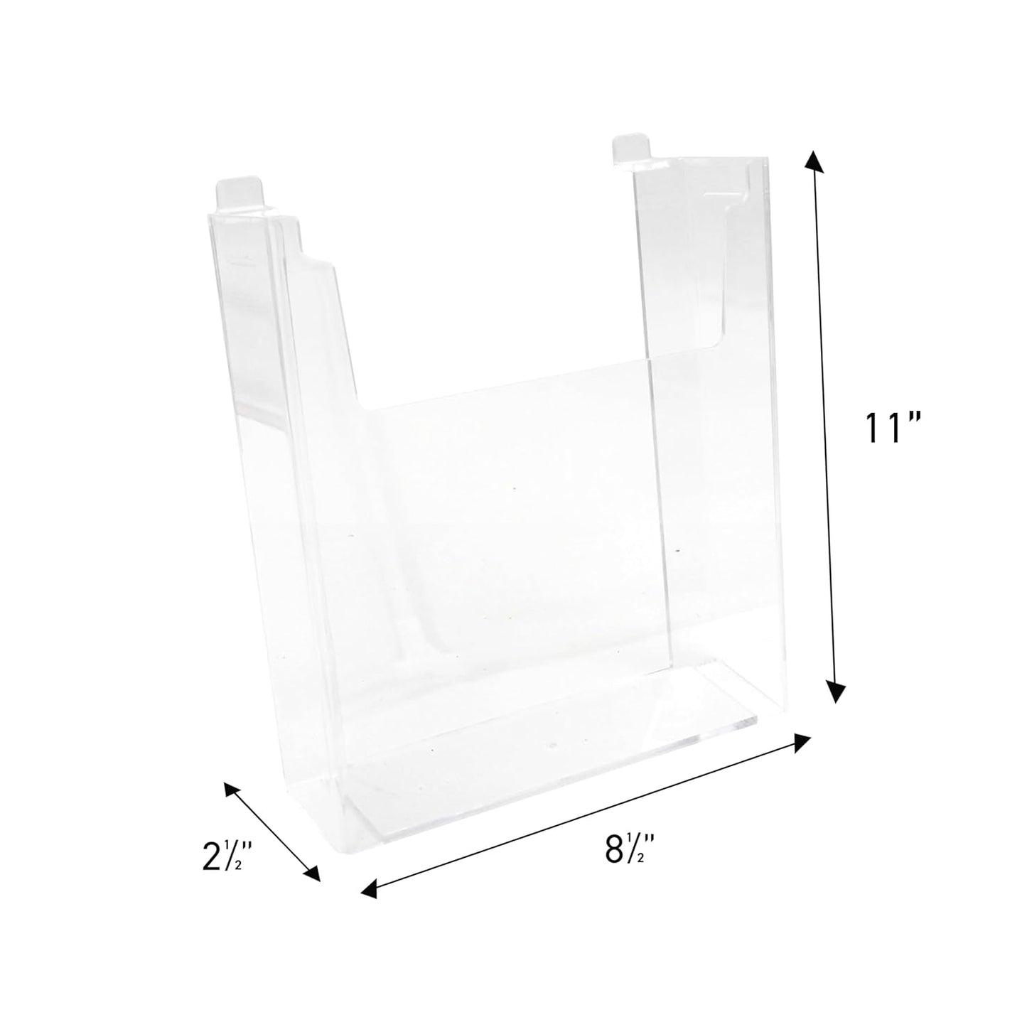 SSWBasics Slatwall Accessories - Clear Styrene Slat Wall Accessory, 8.5'W x 11'H x 2.5'D, Holds Standard Sheets & Magazines - Compatible Literature Holder for 3' on Center Slatwall