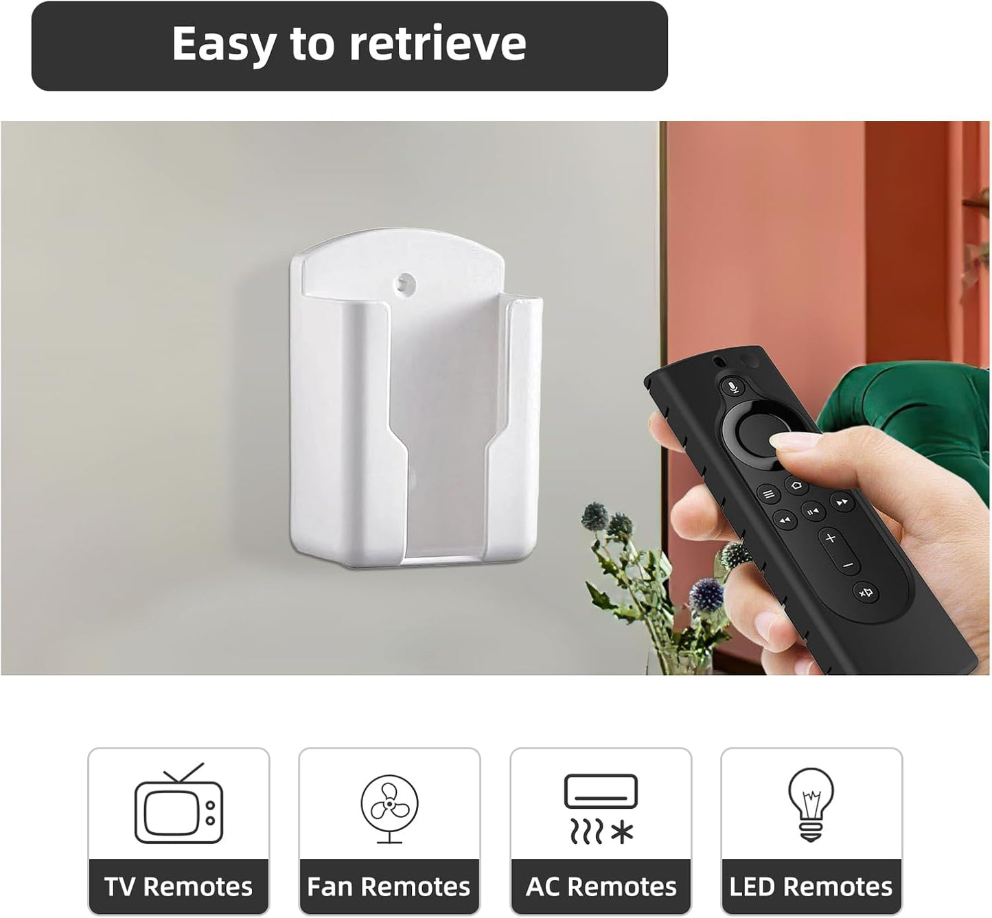 Remote Control Holder for Air Conditioner - Adhesive Wall-Mounted Organizer for Nightstand, Bedside, or Small Spaces - Keeps Remotes Neat & Within Reach (2)