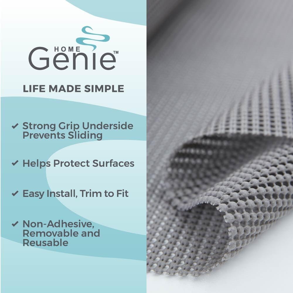 HOME GENIE Shelf Drawer and Cabinet Liner, Durable with Strong Grip, 17.5 in x 20 FT, Non Adhesive Liners Protect Kitchen Cabinets and Cupboard, Pantry, Bathroom Drawers and Shelves, Desks, Soft Gray