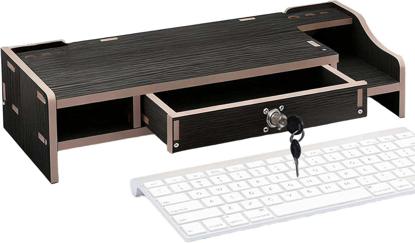 Monitor Riser - Wooden Desktop Organizer Shelf - Desktop Organizer With Drawer - for Laptop Printer PC TV Screen Pen Home Dorm Hotel Restaurant Apartment