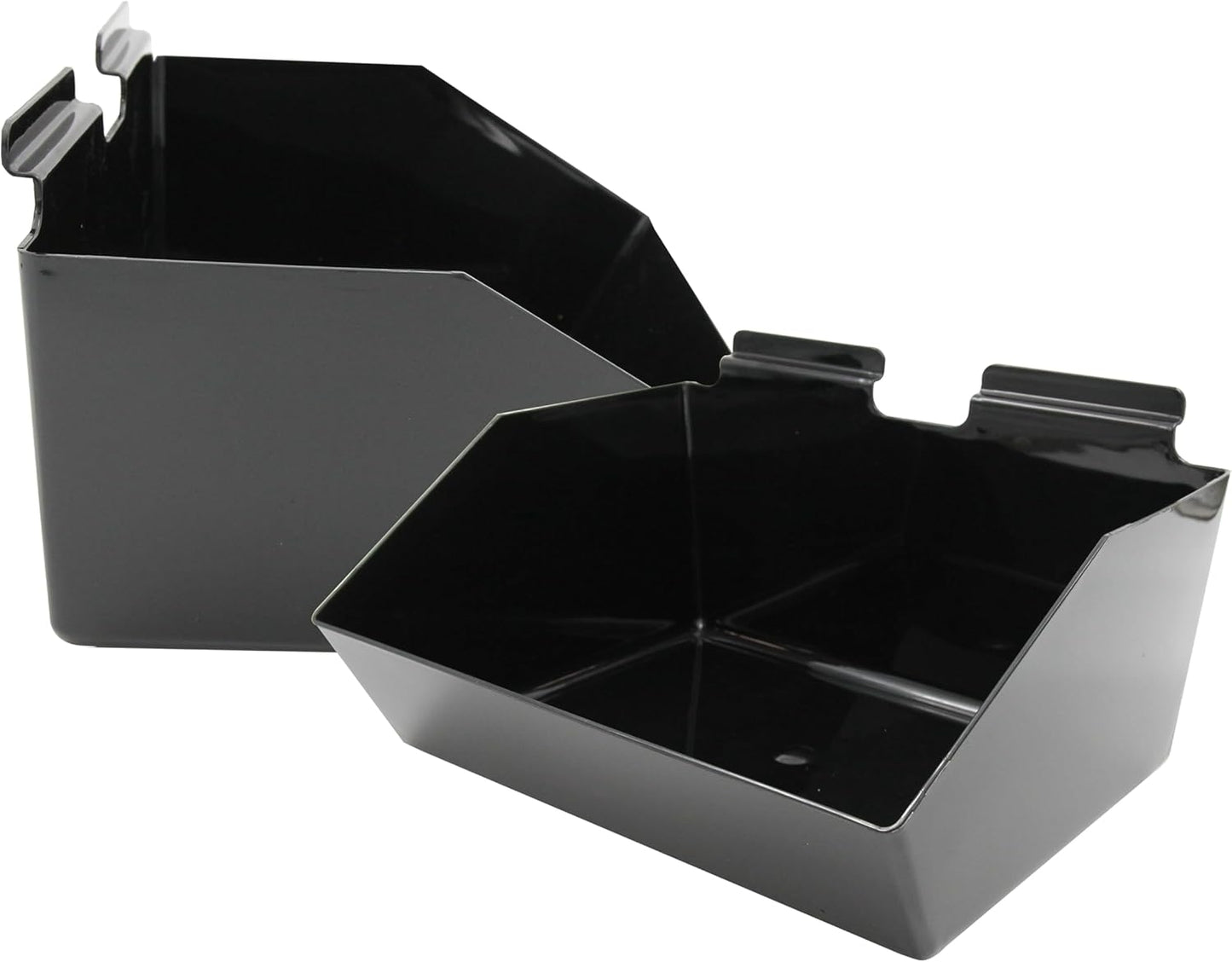 SSWBasics 12 x 5 ½ x 9 ½ inch Black Plastic Dump Bin - For Slatwall - Set of 2 - Perfect for Retail, Convenience Store, Salon, and Home Use For Storage and Organizing
