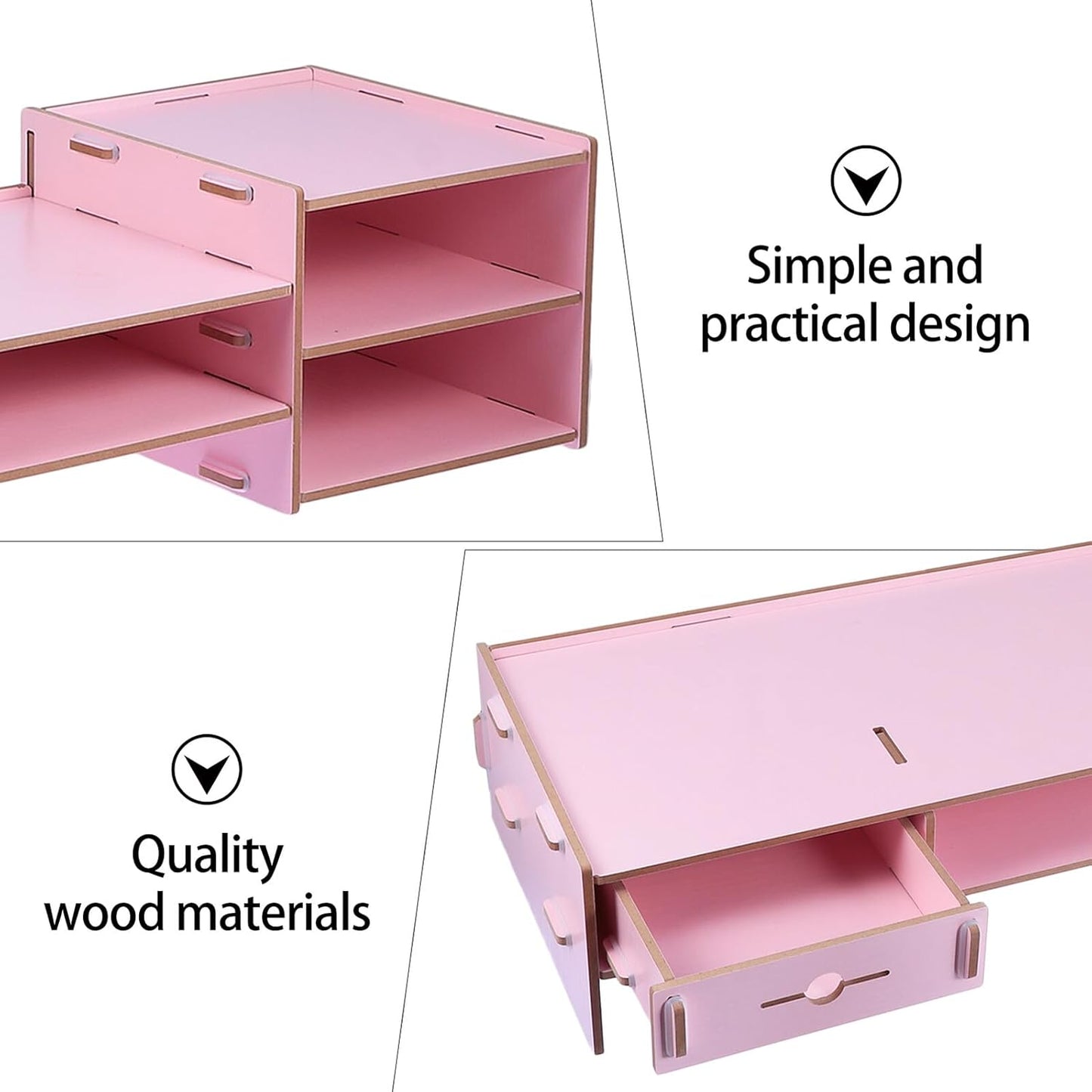 Pink Computer Monitor Stand Riser with Drawer Desktop Organizer Storage Box Office Desk Storage for Home School Space-saving Monitor Riser Stand
