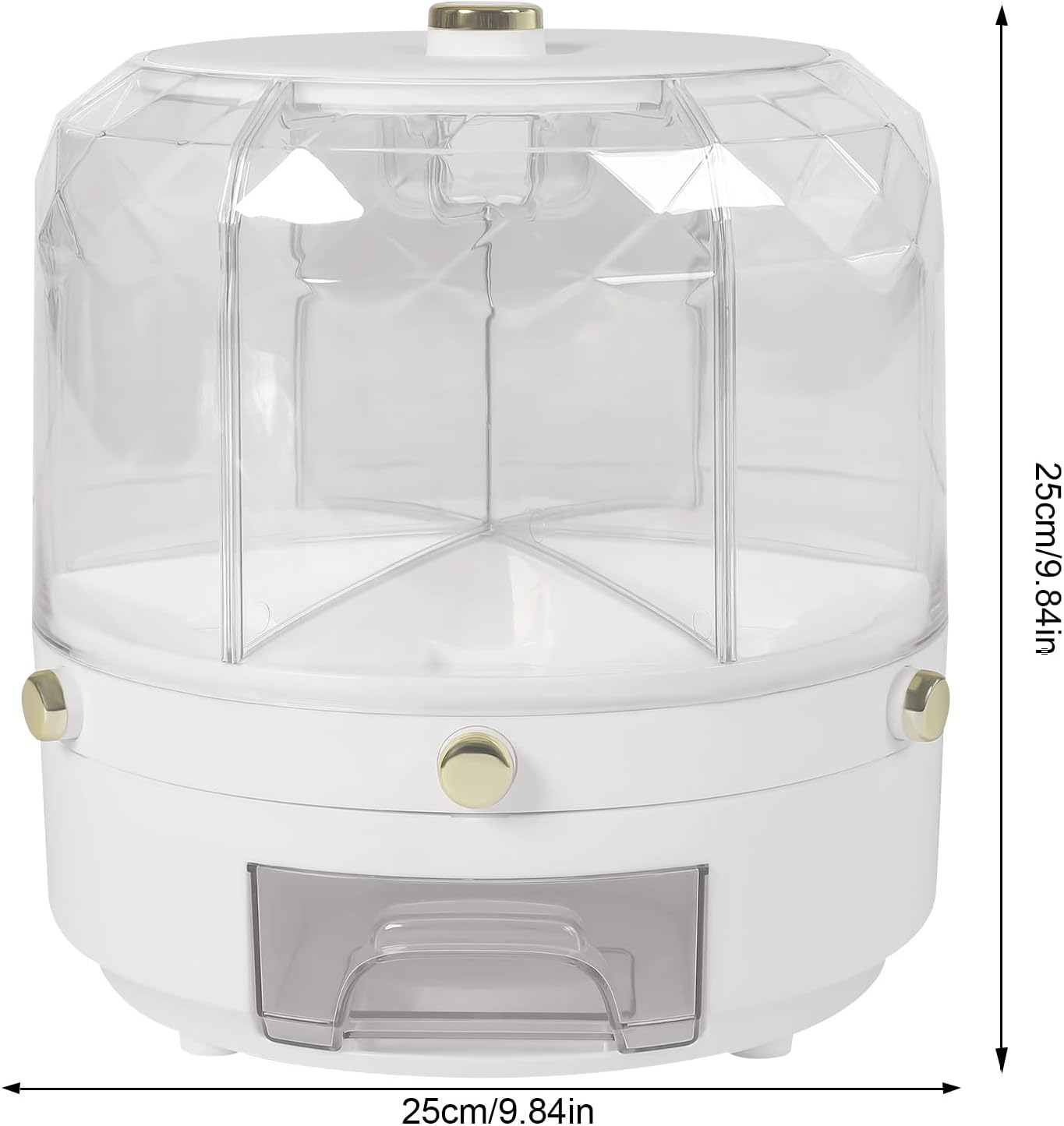 Cereal Dispenser Countertop 360° Rotating Grain Storage Container 13.2 Lbs Rice Dispenser 6 Grids Dry Food Dispenser Candy Dispensers Countertop for Small Grains, Beans, Rice