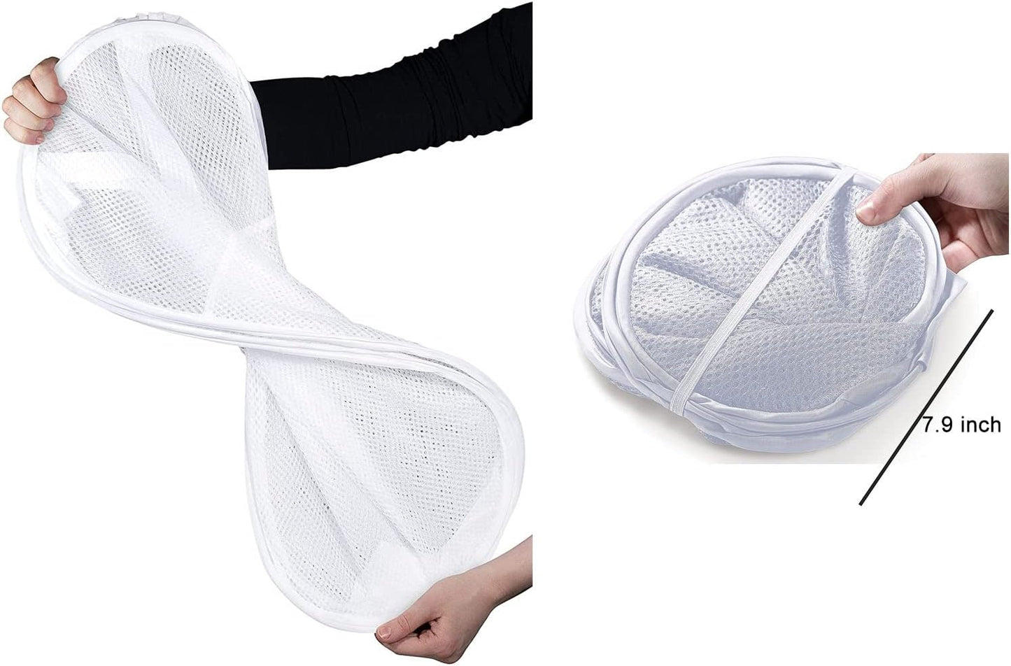 Larpur Pop Up Laundry Hampers, Portable Mesh Laundry Baskets, Collapsible Clothes Laundry Bin for Bedroom, Travel, Bathroom, College Dorm, White - 2 Pack