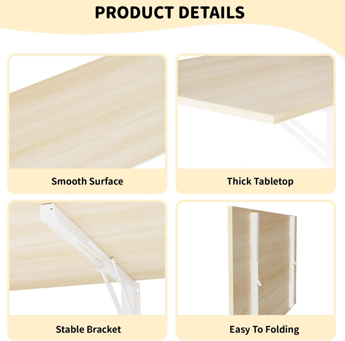 GOYLSER Laundry Room Wall Mounted Folding Table, Kitchen Restaurant Home Bar Work Table, Waterproof Easy to Install and Clean