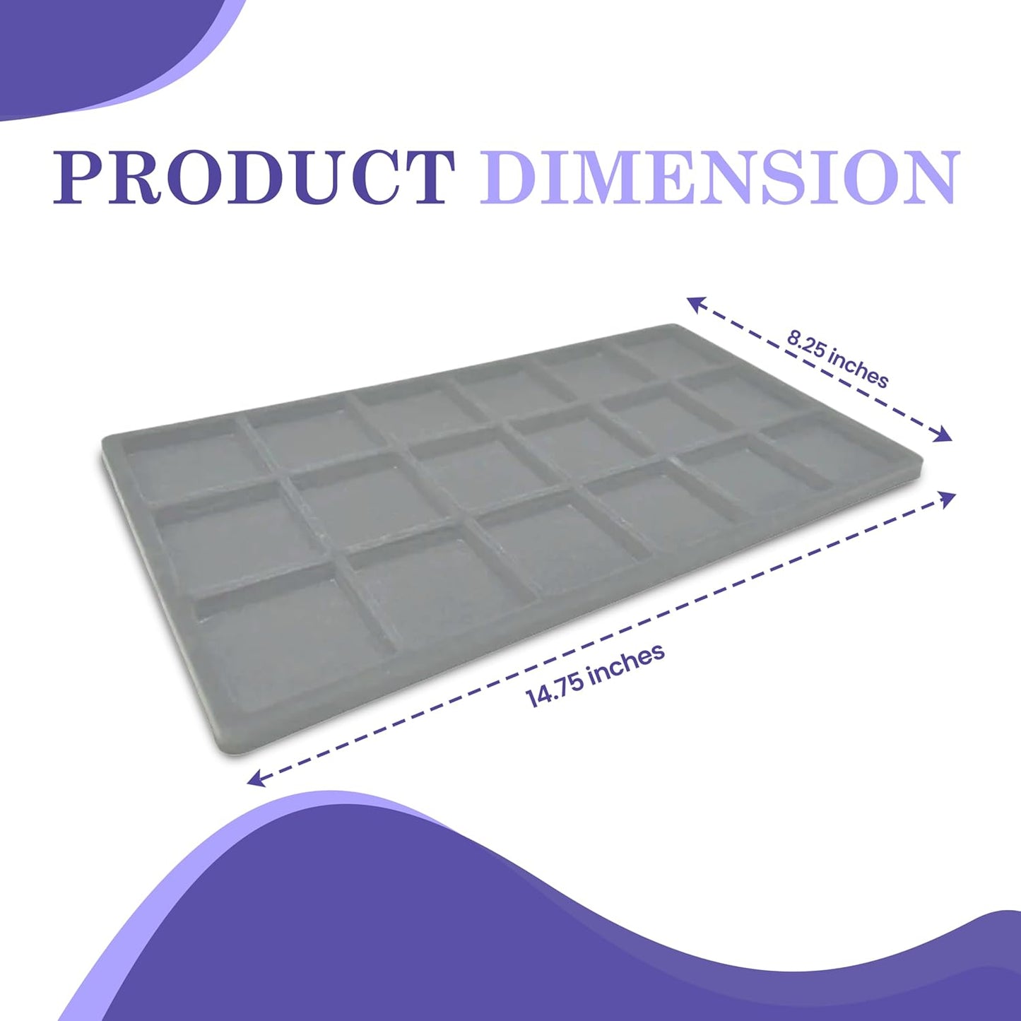 Novel Box 5 Pack 18-Slot Gray Liner Jewelry Storage Tray Inserts 14.75x8.25x1 Inches - Jewelry Organizer Pad for Drawers & Store Displays - Jewelry Display Pads for Rings Earrings & Pendants