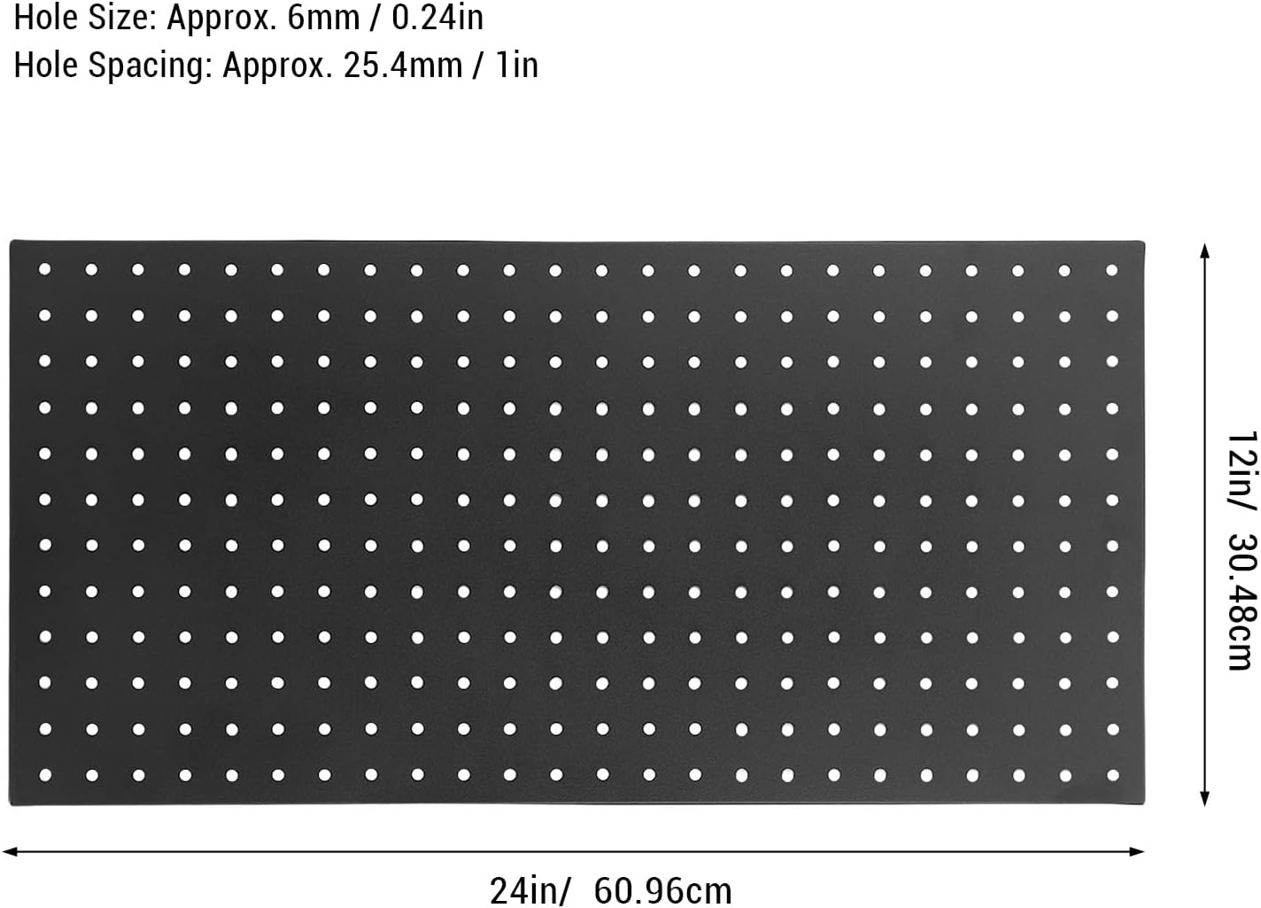 3Pcs Metal Pegboard Panels, 24x12inch Steel Black Pegboards Wall Organizer, 130lbs Heavy Duty Peg Board for Walls Home, Garage Tool Storage, Office Organization