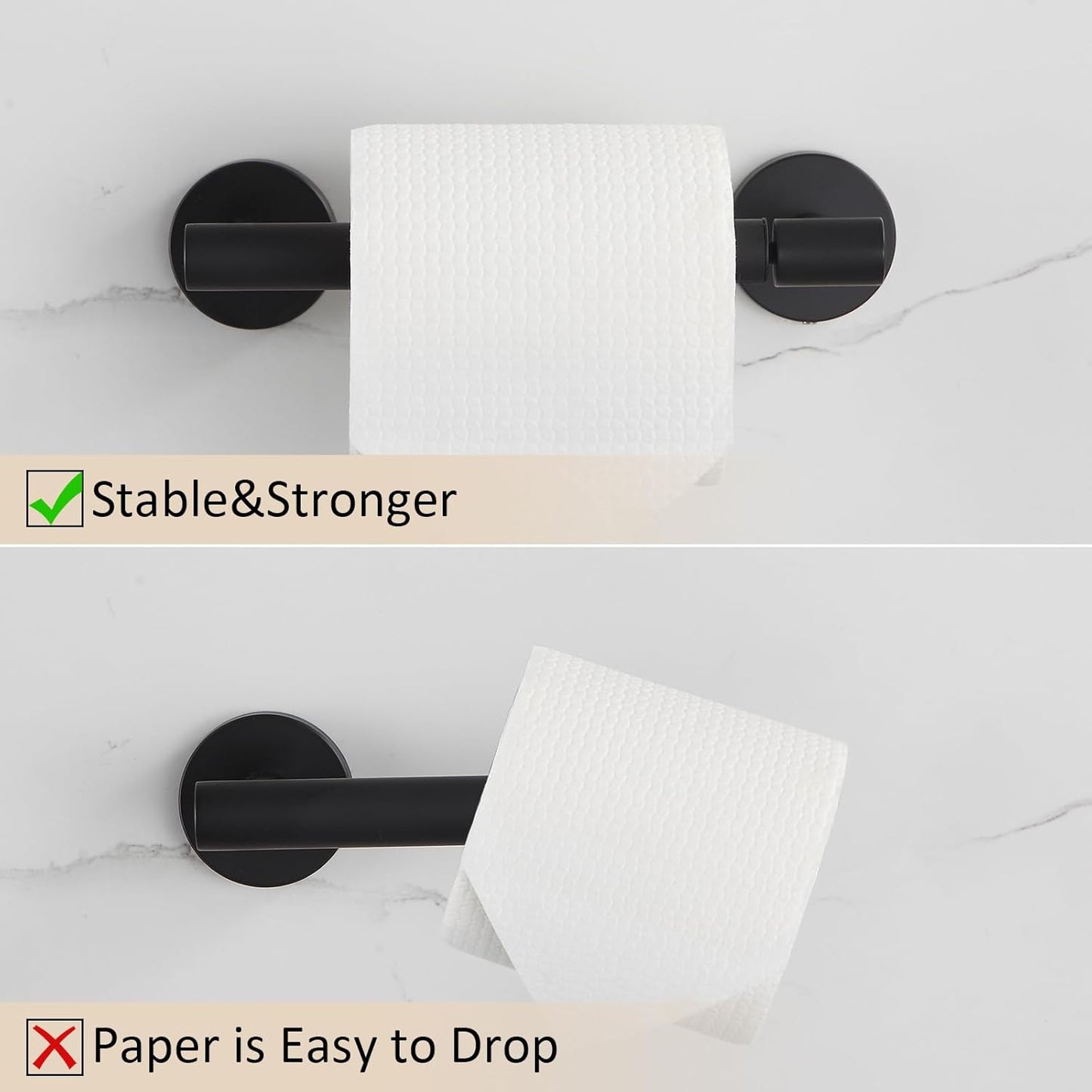 BGL Toilet Paper Holder Black Wall Mount, Bathroom Toilet Paper Holder Matte Black SUS 304 Stainless Steel, Double Post Pivoting Toilet Paper Roll Holder for Bathroom RV