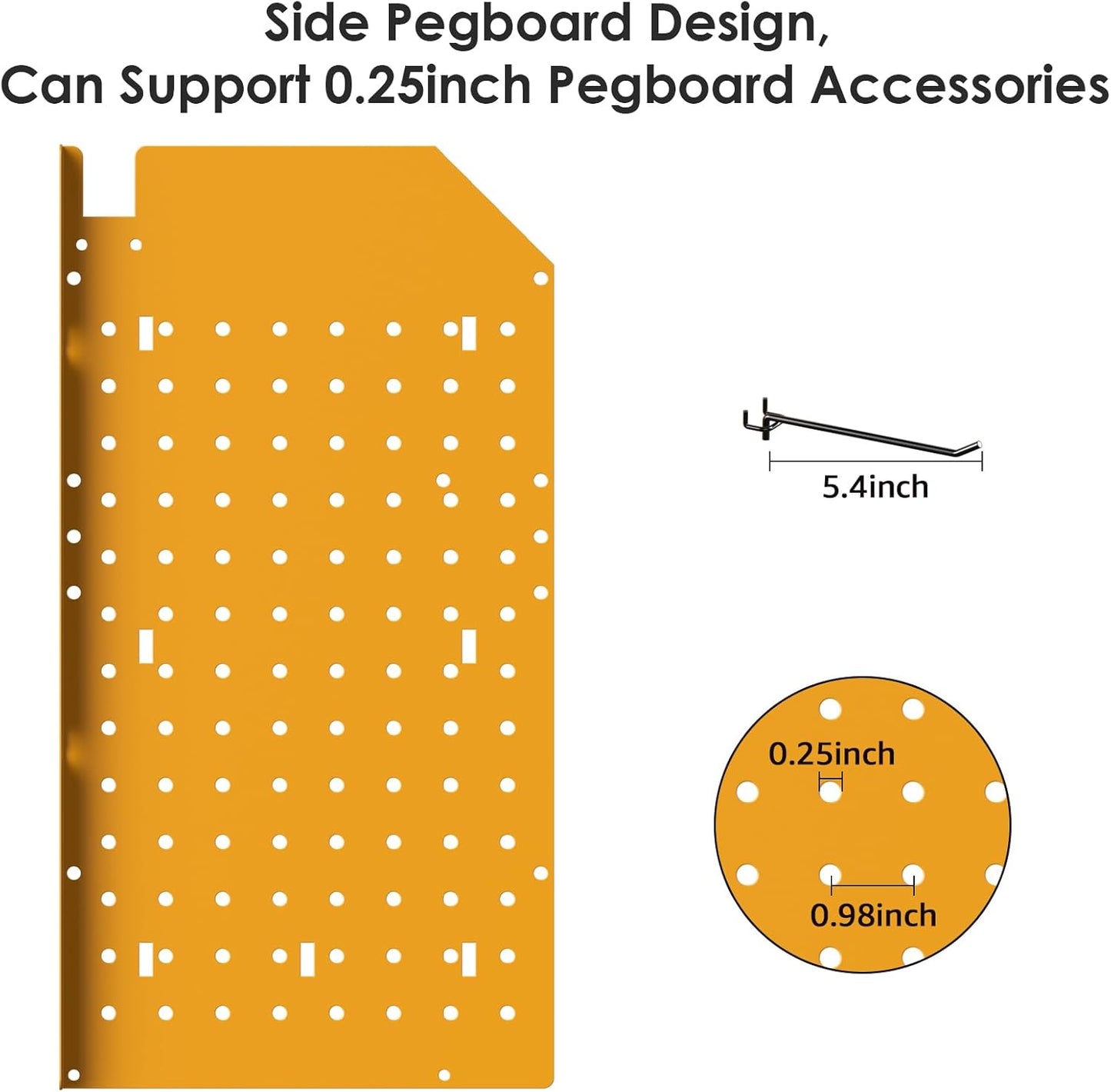 CCCEI Modular Pegboard Rack Power Tool Organizer with Charging Station. 4 Layer Wall Mount Drill Holder, Yellow Tool Battery Charger Organizer. Garage Shop Storage Utility Shelf with Power Strip.