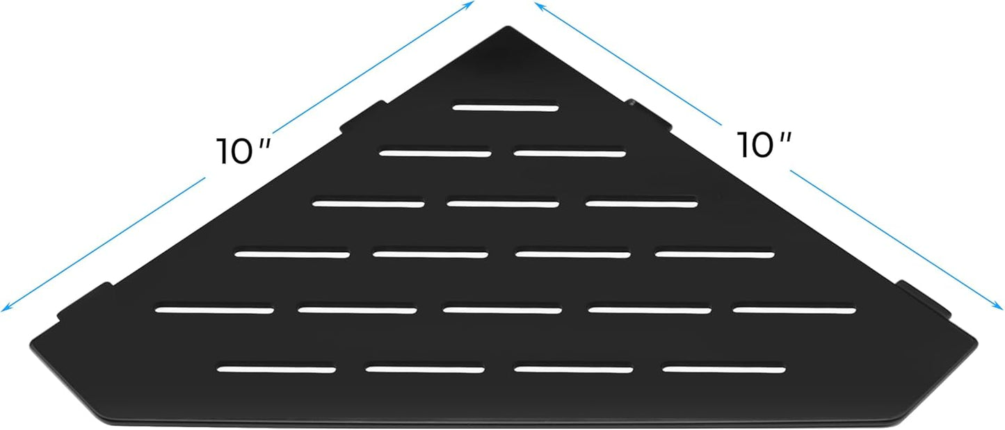 FerdY 2-Pack 10" Matte Black Recessed Corner Shower Shelf, for Tiled Bathroom Walls, 304 Stainless Steel Floating Shelf, Shower Caddy Storage Shelves, No Drilling Required, Striped Diamond
