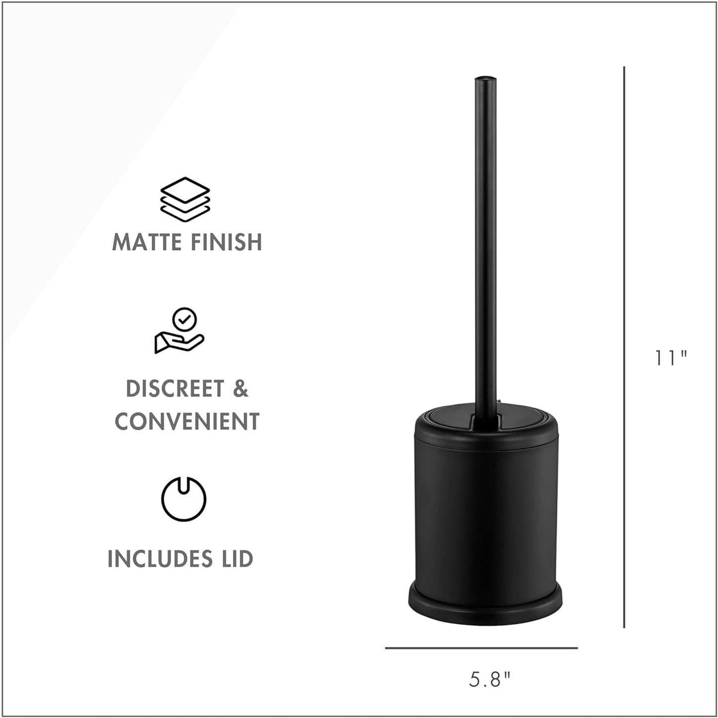 ToiletTree Products Deluxe Toilet Brush with Lid - Black