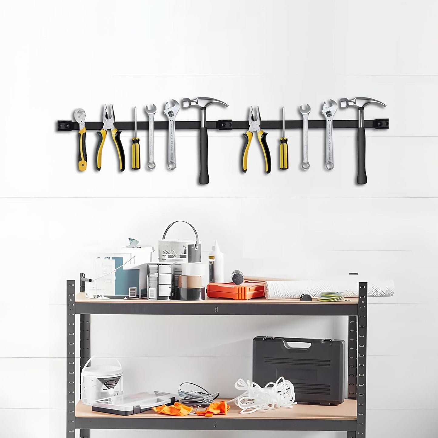 5 Pack Magnetic Tool Holder, Magnetic Strips Tool Magnet Bar PVC Coated for Garage Tool Organizer 16 In