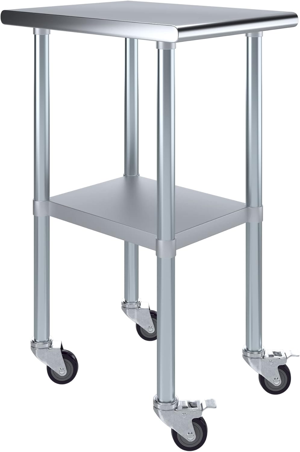 AmGood 18" Long x 24" Deep Stainless Steel Table with Casters