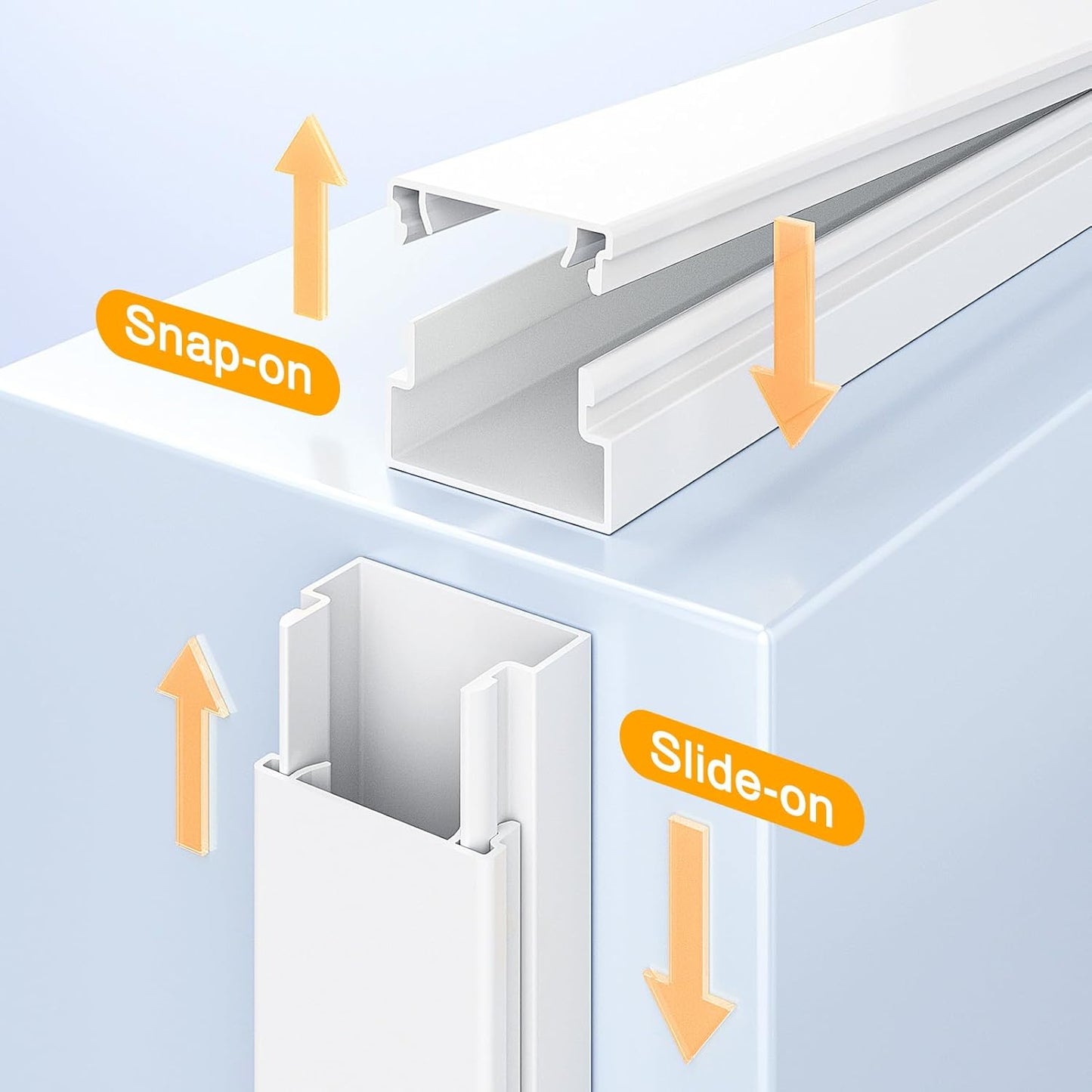 Delamu Cord Covers for Wires on Wall, 113.4in TV Cord Hider, Self-adhesive Cable Hider Cable Cover Raceway, Paintable Wire Hider Wire Covers for Cords, Hide Cords Wall Mounted Tv, W0.95×H0.55in, White
