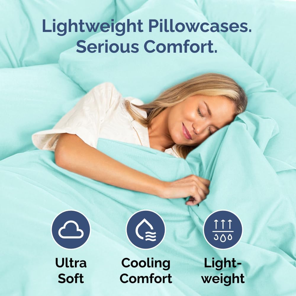 Standard Pillow Cases - 4 Pack - Super Soft Pillowcase Covers - Envelope Enclosure - Hotel Quality Pillow Protectors - Wrinkle Free, Shrink & Stain Resistant - Machine Washable - 20" x 26" (Spa Blue)