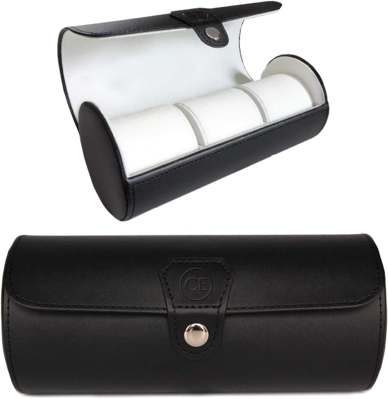 Case Elegance Travel Watch Case Roll Organizer for Men | Vegan Faux Leather Watch Display Case | Watch Display, Storage & Holder | Watch Case for Men's Watch Collection | Watch Holder for Men | Black