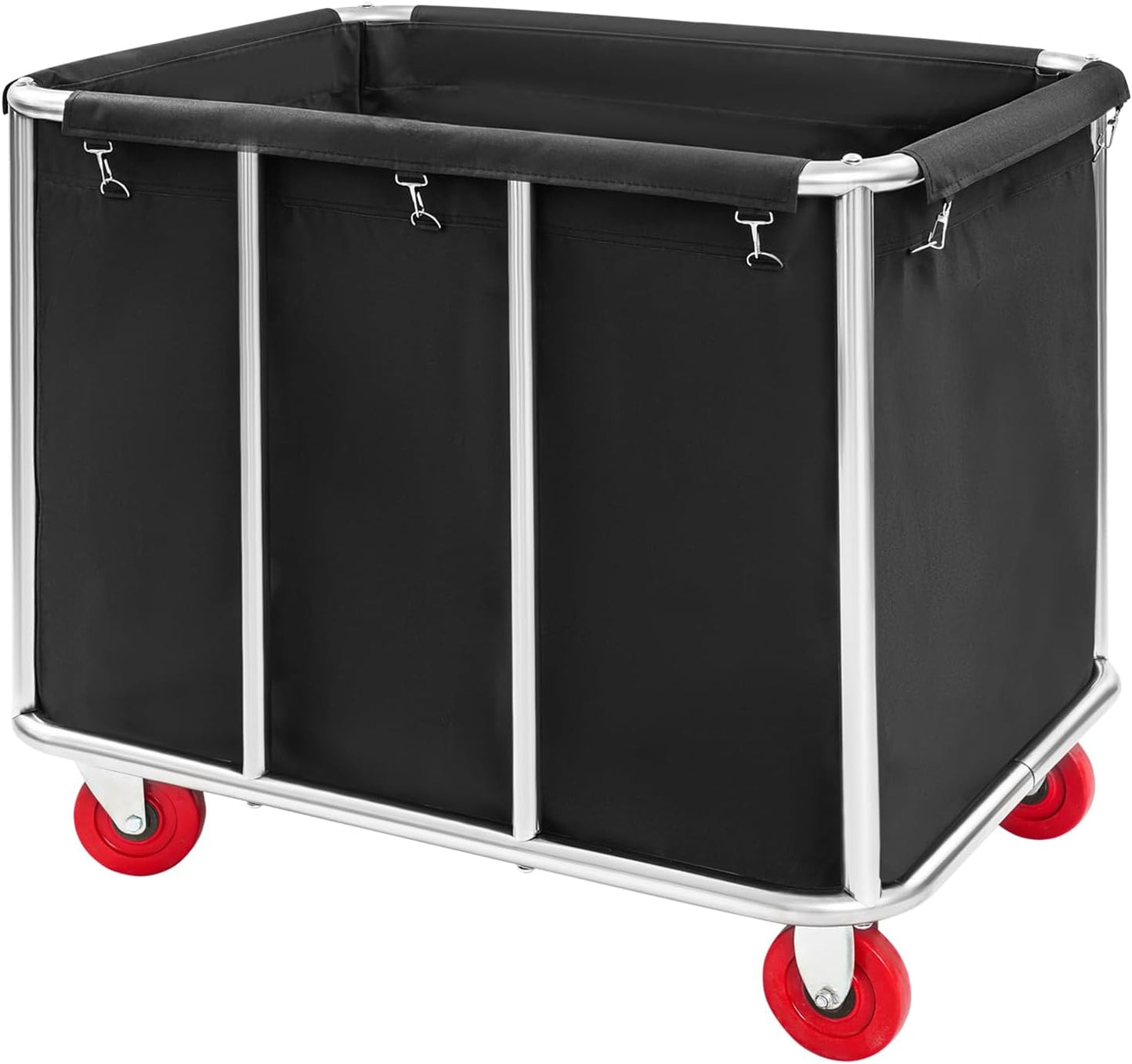 Commercial Laundry Cart with Wheels,Laundry Hamper Cart,Heavy Duty Rolling Basket with Large Capacity,Sorter Trolley for Home Hotel Apartment (Black, 35.43 * 25.6 * 31.5in)