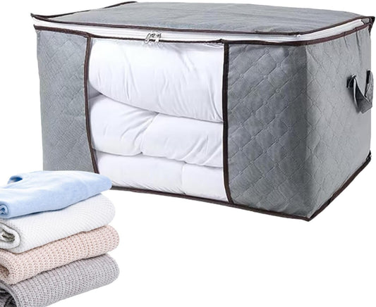 Comforter Storage Bags Boxes with Lid, Large Capacity Solution Organizer, Closet Organizers and Storage Containers Bins for Clothes, Duvets, Blankets, Pillow, Quilt, Bedding, Toys