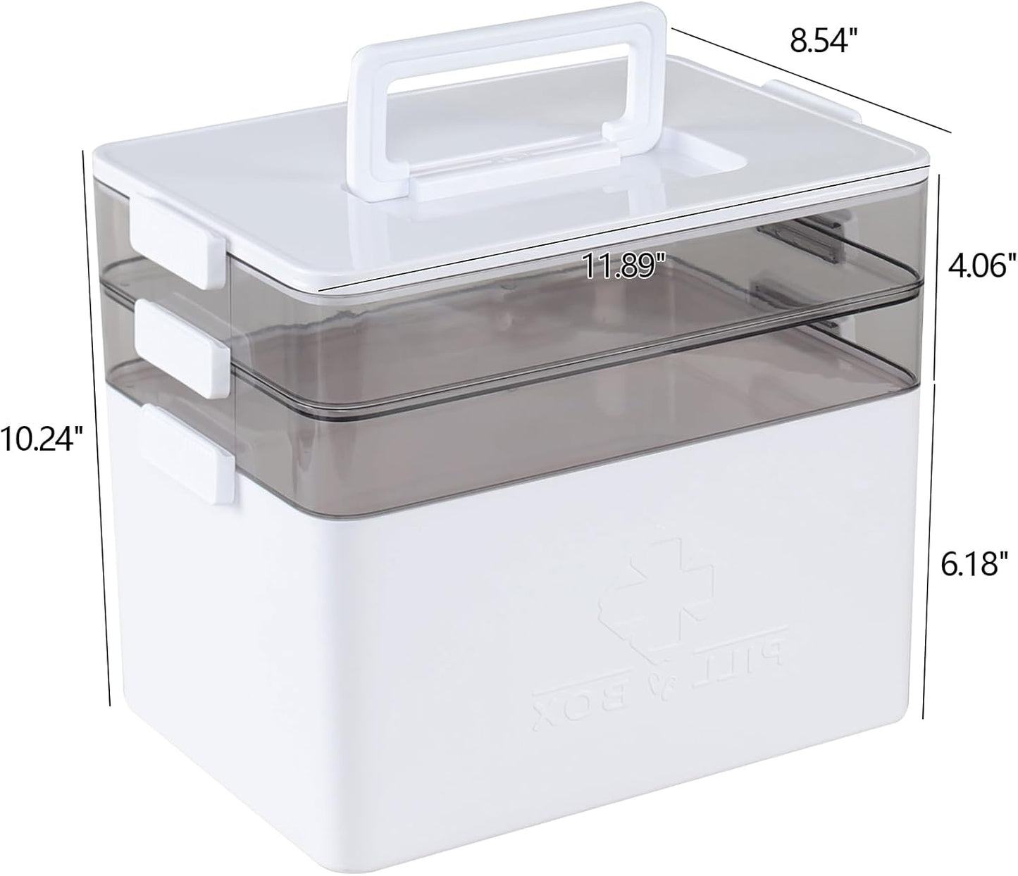 Ramddy 3-Tier Medicine Storage Box, Plastic Family First Aid Box with Handle, White, 1-Pack
