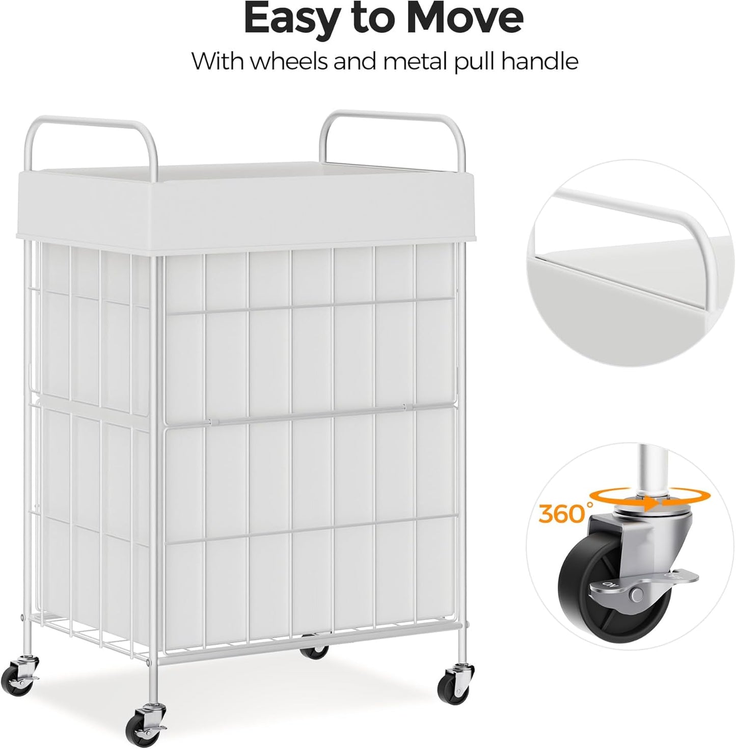 Laundry Hamper with Wheels, 90L Laundry Basket with Handle, Laundry Sorter with Removable Liner Bag