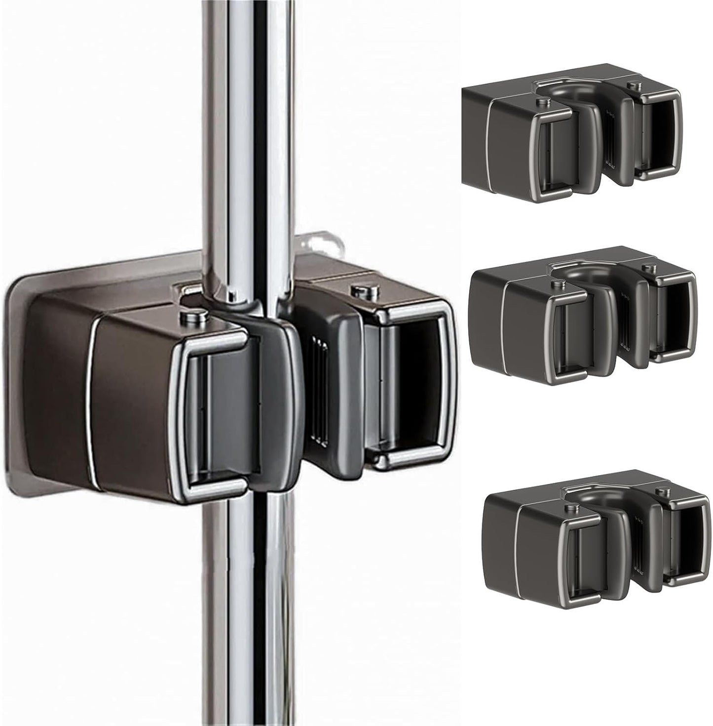 4 Pack Heavy Duty Mop Holder Wall Mount, Strong Adhesive Hanger for Broom Closet Organizer, Space Saving Utility Hooks for Bathroom Kitchen Garage Storage