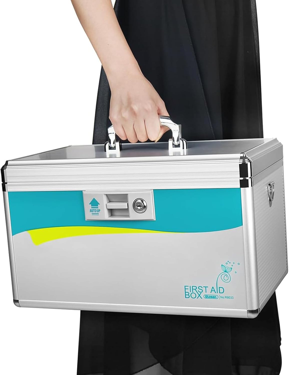 Glosen Medicine Lock Box,locking medicine box, Security Lock Boxes【Extra Large-16inch】 15.9x9.3x8.9 Inch,lock box, First Aid Key Safe Box,Lock Box for Medication