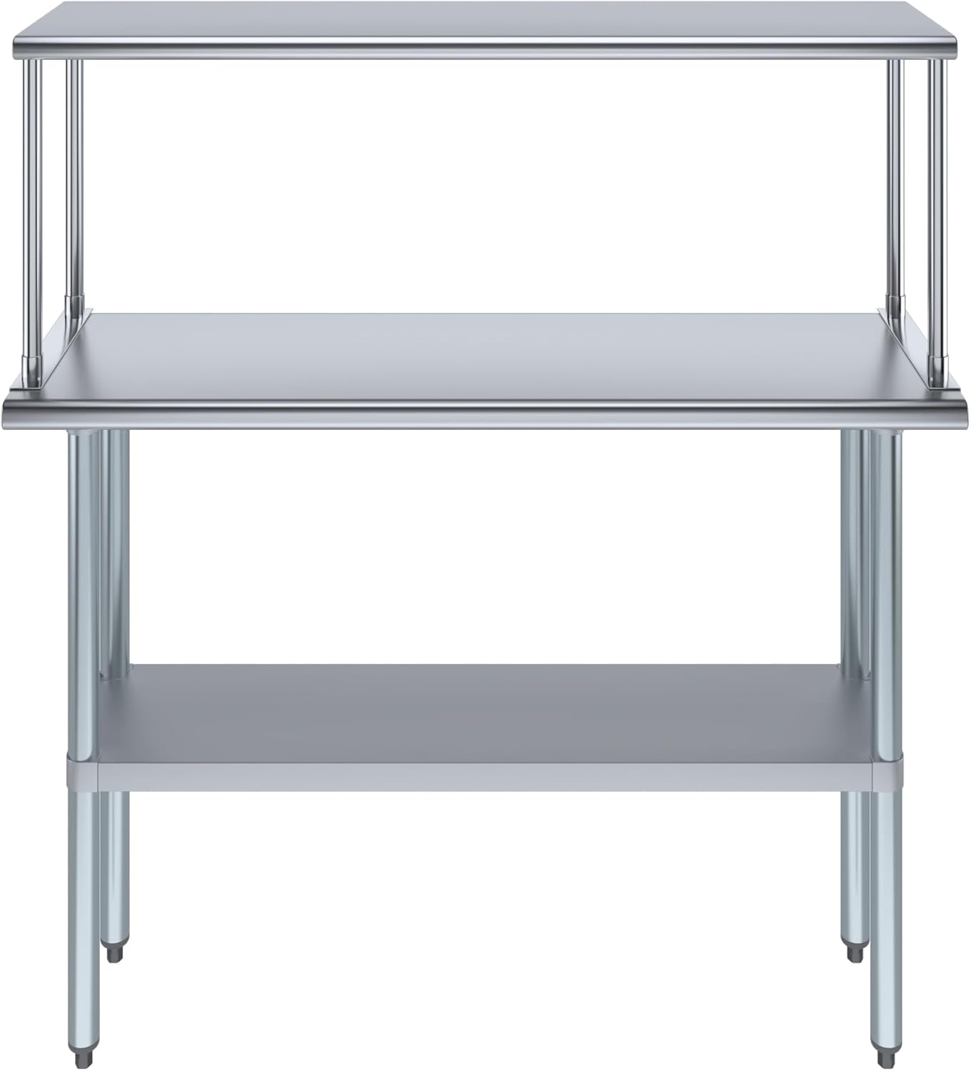 Stainless Steel Work Table with Wide Single Tier Overshelf | Metal Kitchen Prep Table & Shelving Combo (14" x 48" Work Table + 12" Overshelf)