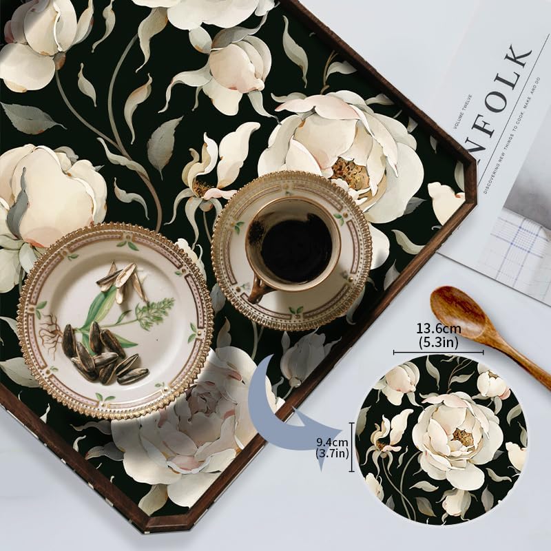 HAOKHOME Shelf Liner and Cabinet Liner Floral Peony, Self-Adhesive Drawer Liners, Peel and Stick Contact Paper for Kitchen Cupboard, Non Slip Bathroom Drawers, Black Cream 17.7in x 6.5ft