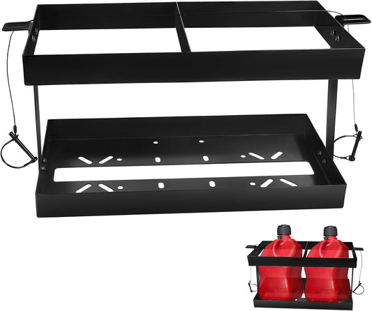 Fuel Jug Holder: Mineye Stainless Steel Gas Can Holder for Trailer, Fits Two 5 Gallon Fuel Containers, Compatible with VP Racing Fuel Jug 5.5 Gallon