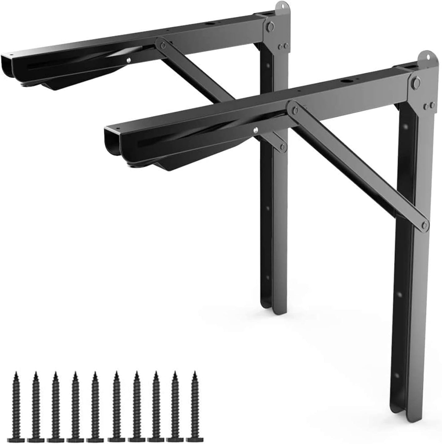 TORACK 24" Folding Shelf Brackets Heavy Duty Shelf Bracket Wall Mounted Triangle Hinges for Shelves Collapsible Table Brackets Workbench Supports for Garage(1 Pair)