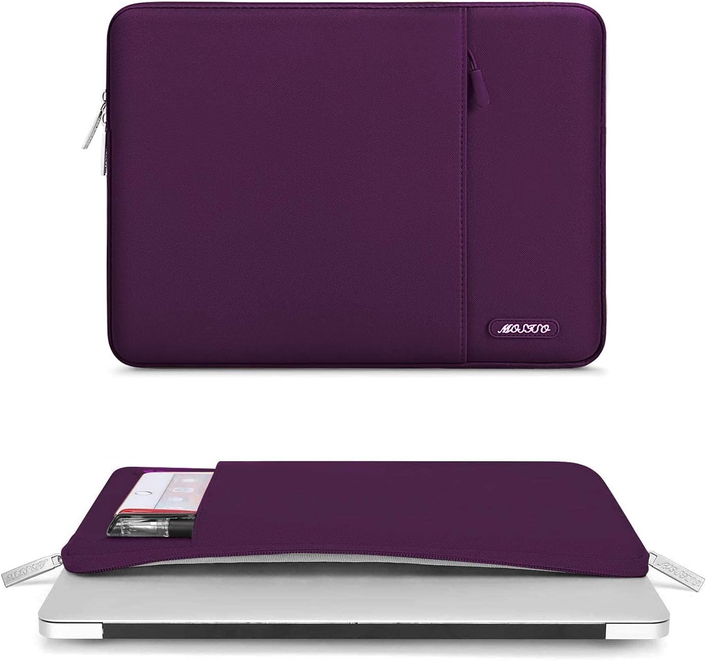 MOSISO Laptop Case 13.3 inch, 13-13.3 inch Laptop Sleeve Compatible with MacBook Air/Pro 13/Pro 14 M5 M4 M3 M2 M1, HP Dell ASUS Lenovo,Polyester Vertical Computer Sleeve Bag with Pocket,Magenta Purple