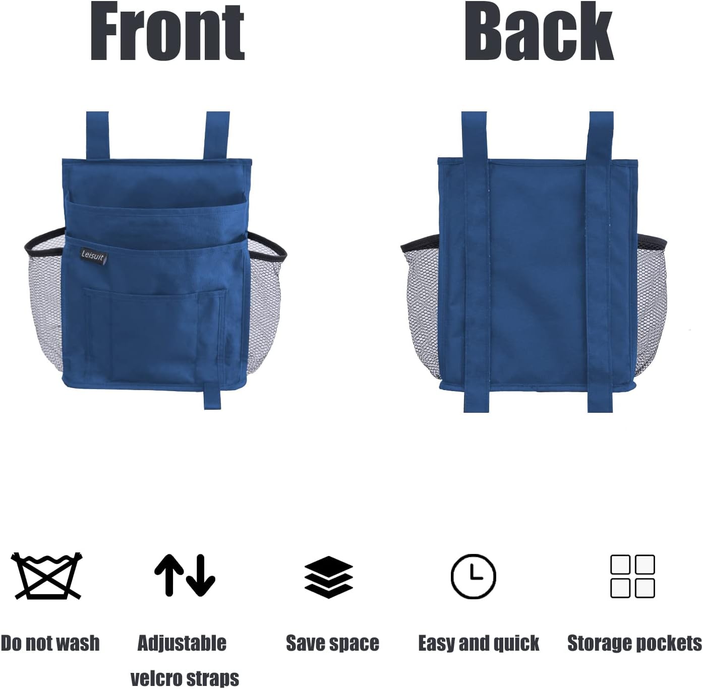 LEISUIT Hanging Storage Bag Bedside Organizer, Bunk Bed Organizer, 7 Pockets, Blue