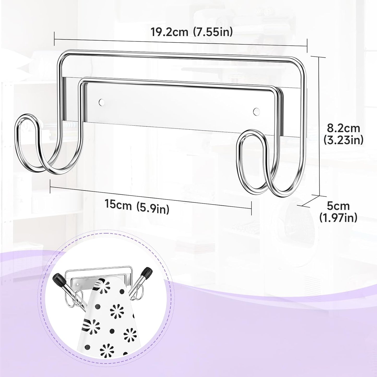 Ironing Board Holder Wall Mount, Iron Board Holder Stainless Steel, Wall Mounted Ironing Board Hanger, Y T Leg Laundry Rooms Iron Board Holder for Wall Heavy Duty