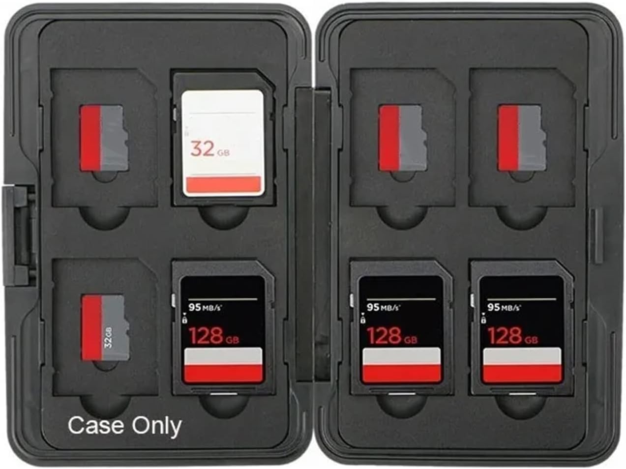 Memory Card Storage Box, Hard Wearing Anti Scratch Aluminum Case, Large Internal Capacity Carrying Box Holder for SD TF Cards