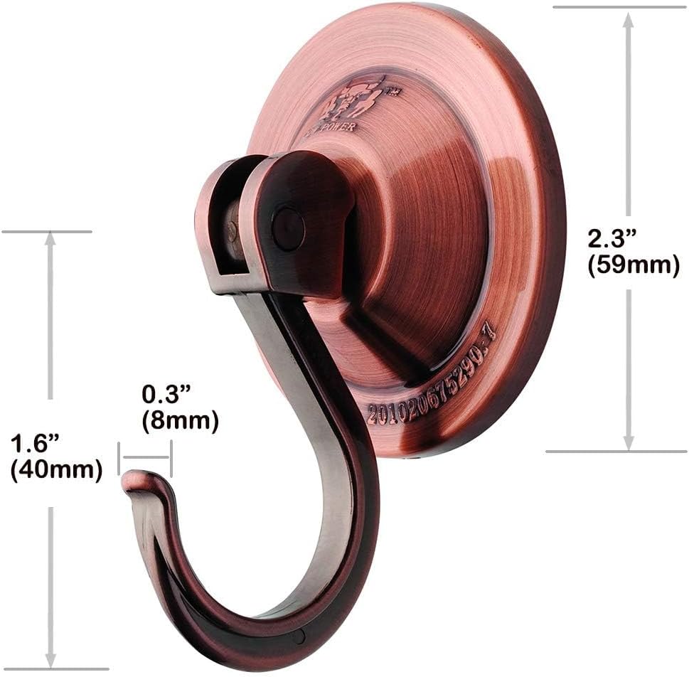 Suction Cup Hooks, 4-Pack Vacuum Wreath Hangers for Flat Smooth Wall Surface, Copper