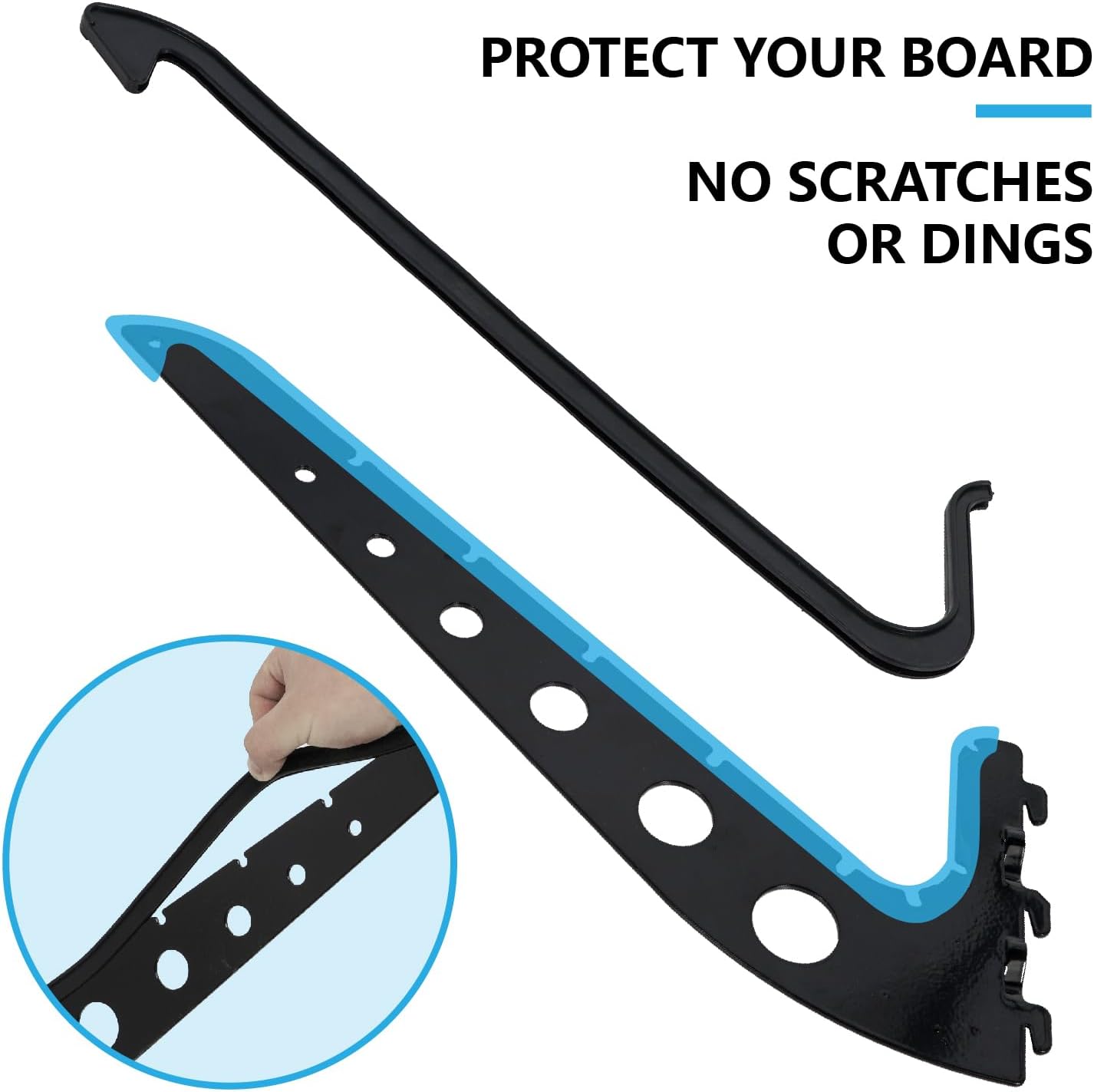 5 Board Surf Rack Wall Mount for Surfboard, Wakeboard, Snowboard Storage Adjustable Wall Hangers Boards Display, Black