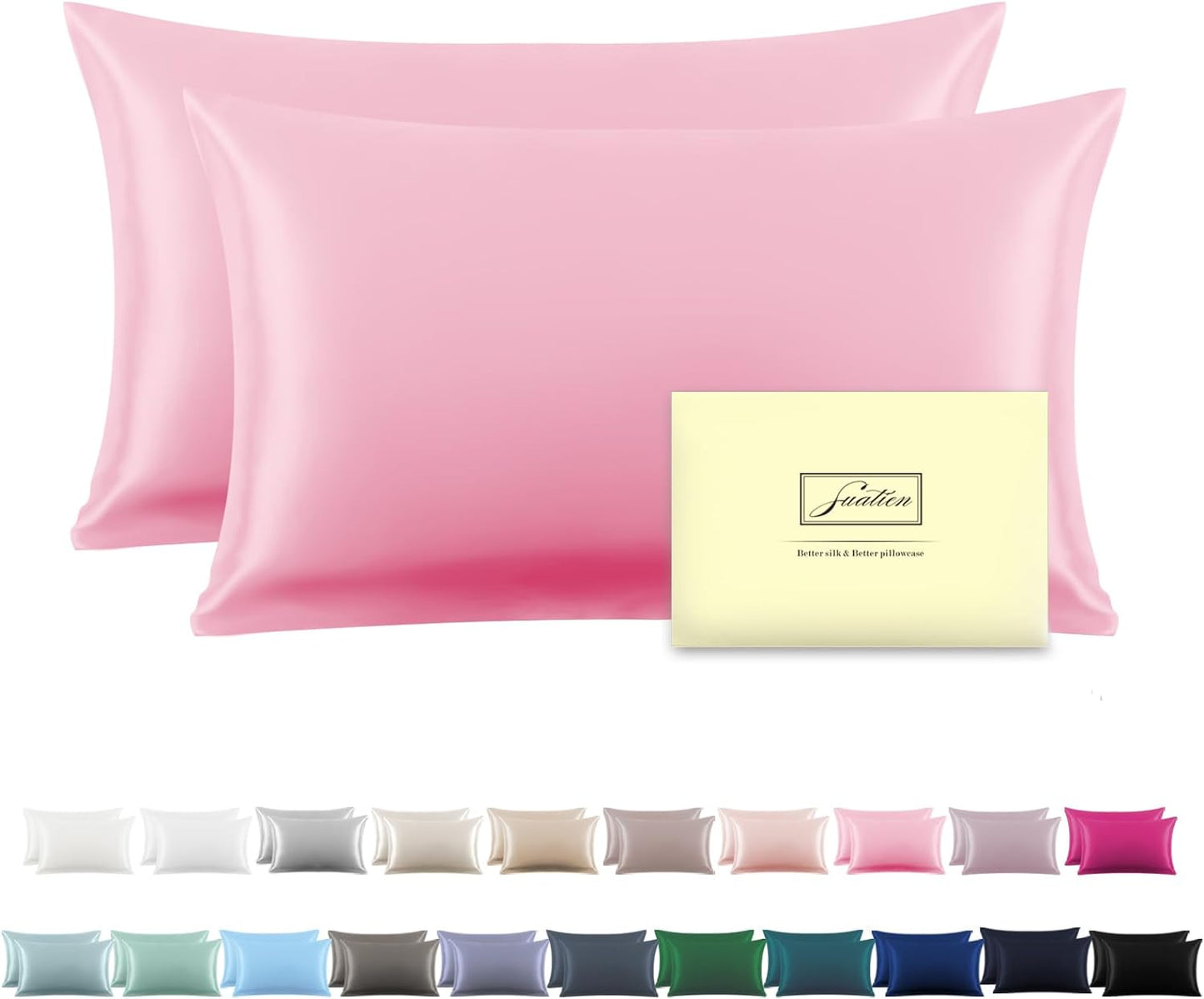 Silk Pillowcase for Hair and Skin,Soft,Breathable and Sliky 100% Queen Silk Pillow Case Set of 2,Both Sides Natural Mulberry Silk Pillowcases with Hidden Zipper(Queen Size 20"X 30",2pcs)