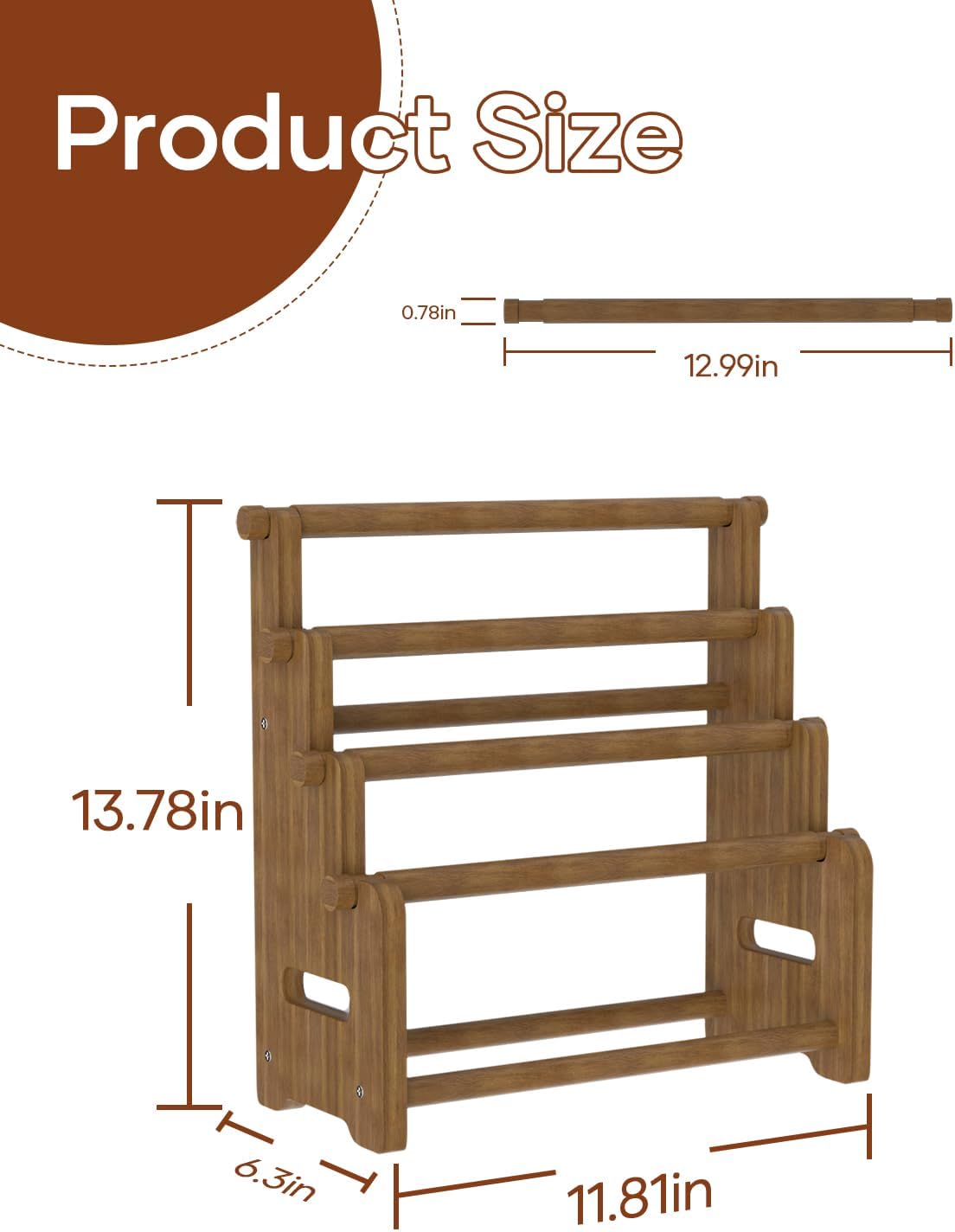 NEEKFOX Wooden Bracelet Holder, 4 Tier Jewelry Bracelet Display Stand, Bracelet Organizer Storage for Bracelets Bangles Scrunchies, Jewelry Organizer Display for Home, Vendors, Craft Shows and Store