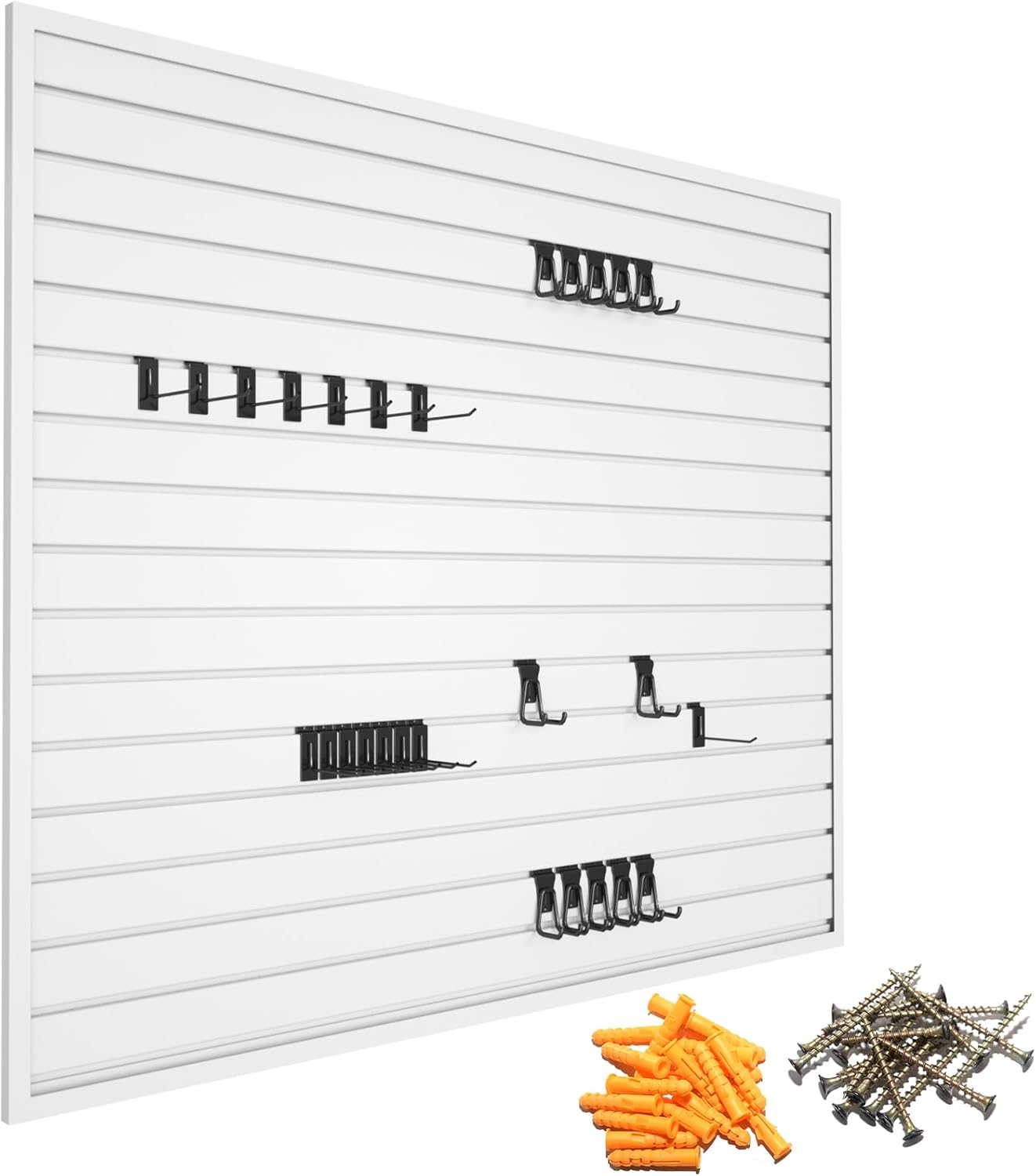 Yuzzy Slat Wall Paneling 4 x 4ft, Garage Slatwall Panel Wall Storage Systems, Heavy Duty PVC Garage Wall Organization (White)
