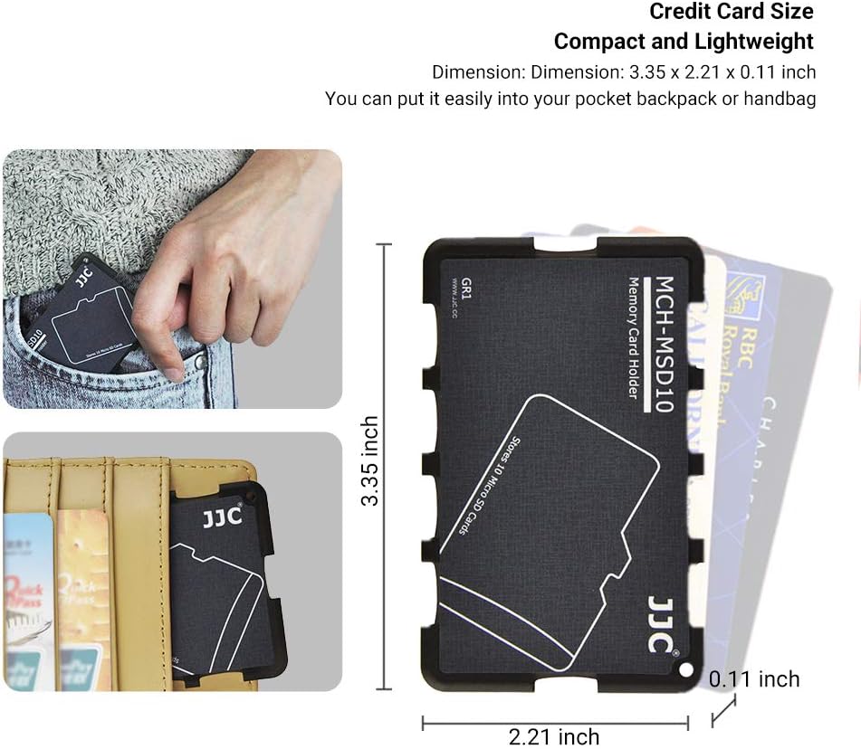10 Slots Micro SD Card Holder Case Storage Organizer, Ultra Slim Credit Card Size Lightweight Portable TF MSD Memory Card Storage