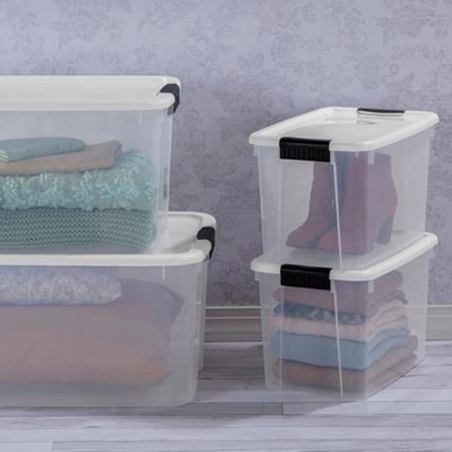 Sterilite 18-Pack Ultra Latching Box, Storage Bins with Lids, Clear Plastic, 30 Quart - Heavy-Duty Organizing Containers for Closet, Bathroom, and Office