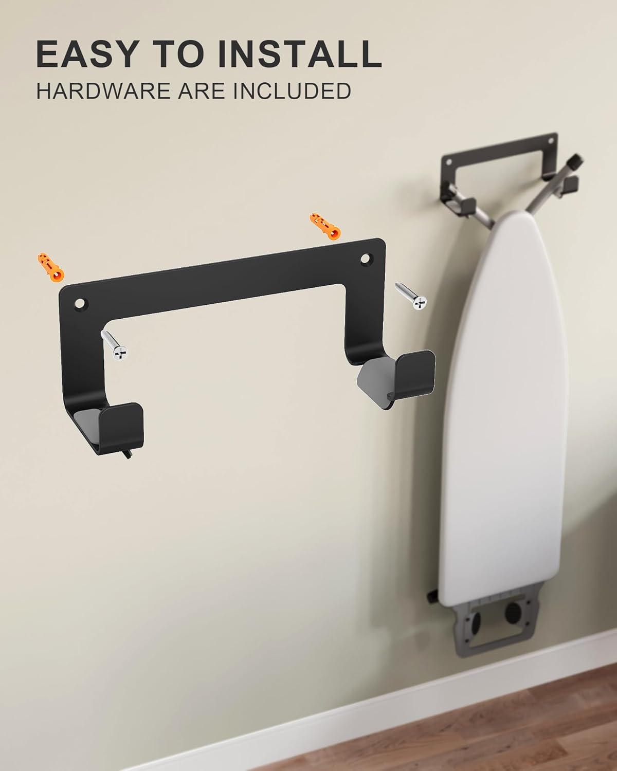 Ironing Board Hanger Wall Mount Stainless Steel, Y T Leg Ironing Board Holder Wall Mount for Laundry Room, Iron Board Hooks for Wall Heavy Duty Black
