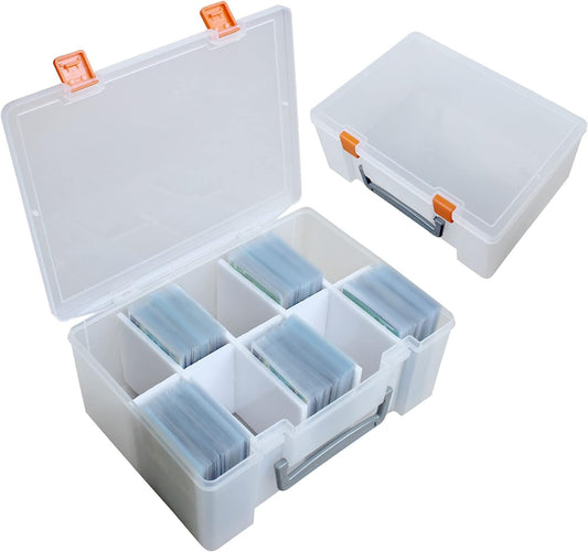 PASOL Clear Card Storage Box - 1000+ Hard Case Card Holder, Portable Card Organizer for Collectible Trading Cards and Sports Cards (Small)