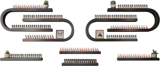 Wall Mounted Nail Polish Bottle Display Rack, U-Shaped Essential Oil Perfume Storage Shelf, Hanging Salon Beauty Nail Shop Organizer Perfume Holder