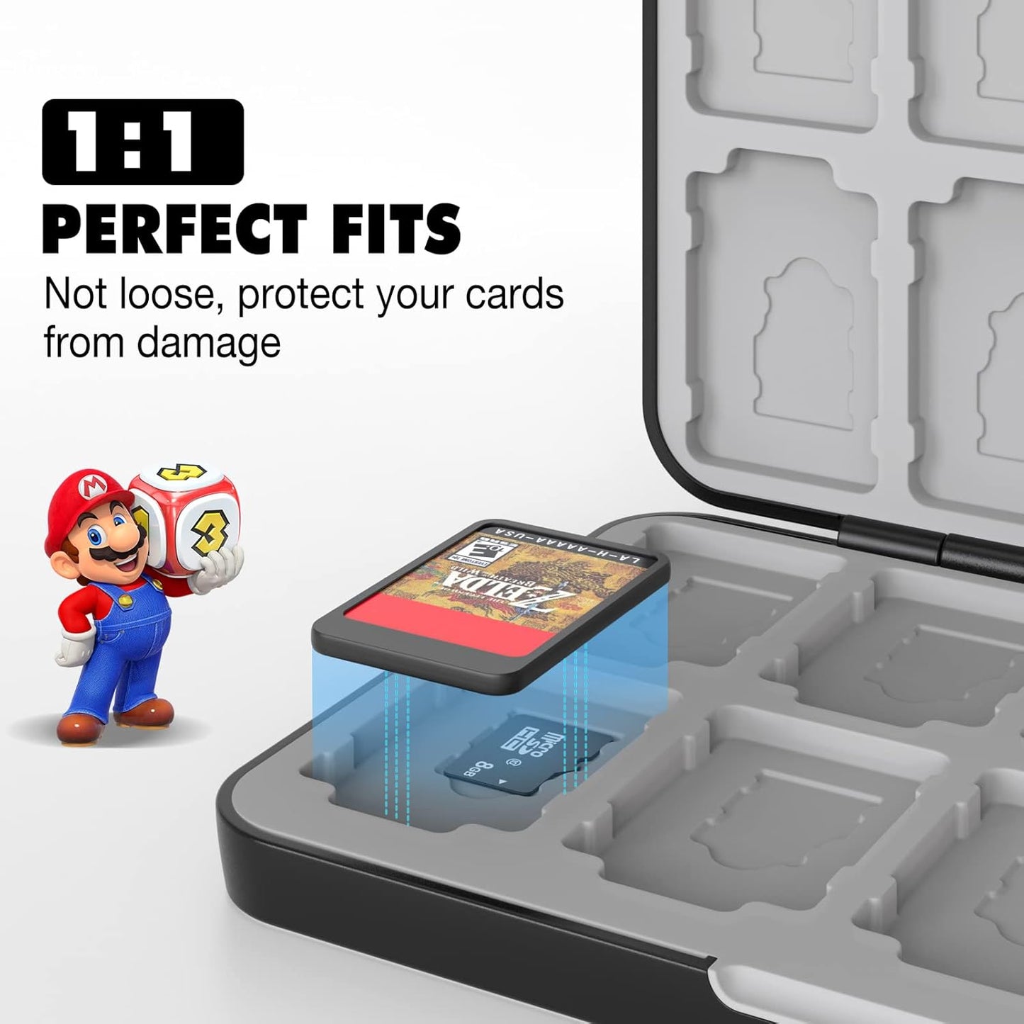 MoKo 24 Game Card Case for Nintendo Switch 2 / Switch OLED / Lite, Game Storage Holder Case with 24 Game Card Slots & 24 Micro SD Cards Slots, Slim & Portable Storage Box, Black & White Game