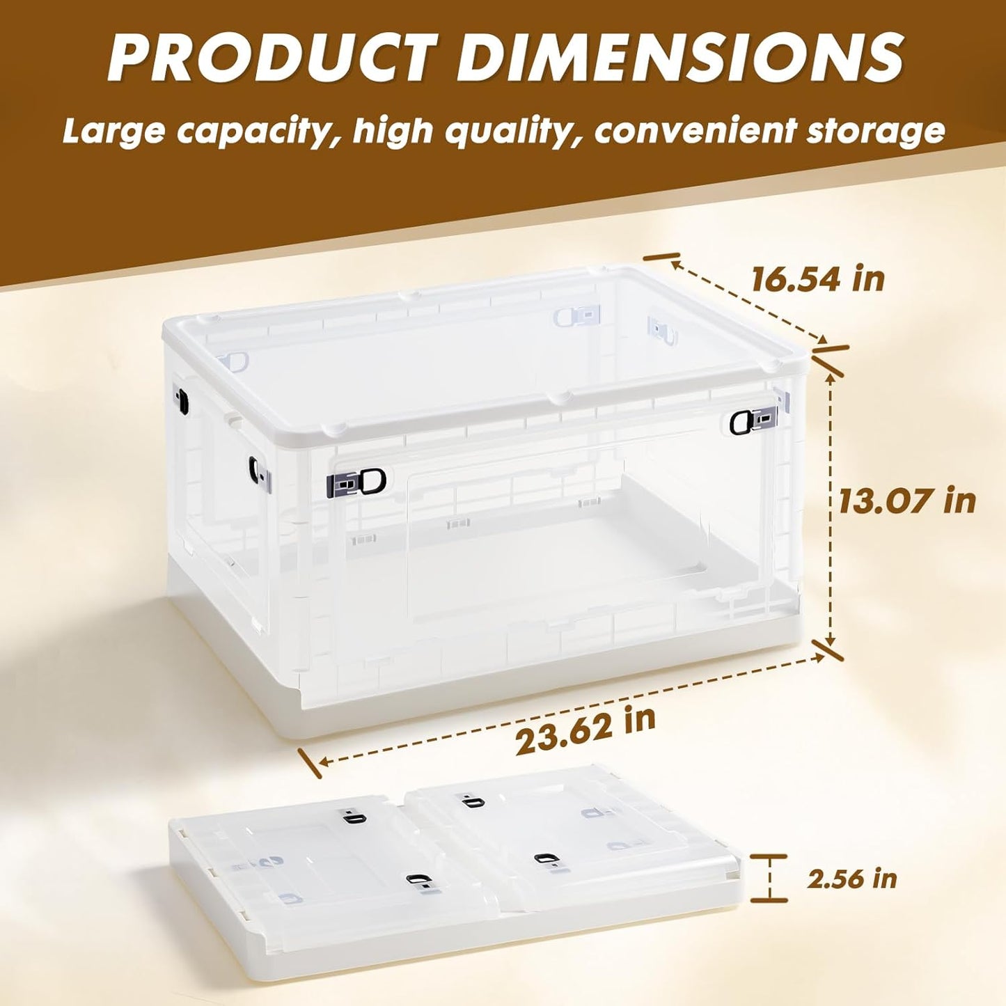 72 QT Clear Storage Bin with 5-Sided Open Lid, Stackable Plastic Storage Bins For Bedroom, Living Room, Office, Multifunctional Foldable Storage Box For Clothes, Office, Supplies, Snacks