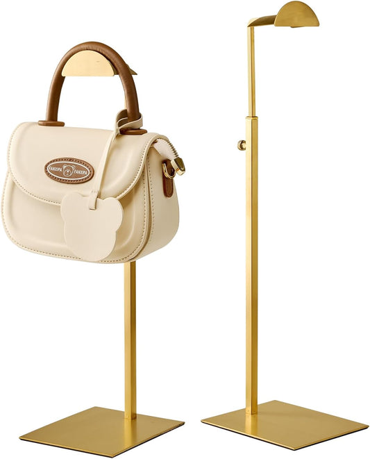 Purse Display Stand, Set of 2 Handbag Display Stand Vendors Purse Rack Stainless Steel Hanging Hook Stands Tabletop for Bag Organizer Adjustable Height Home Store Boutique Counter