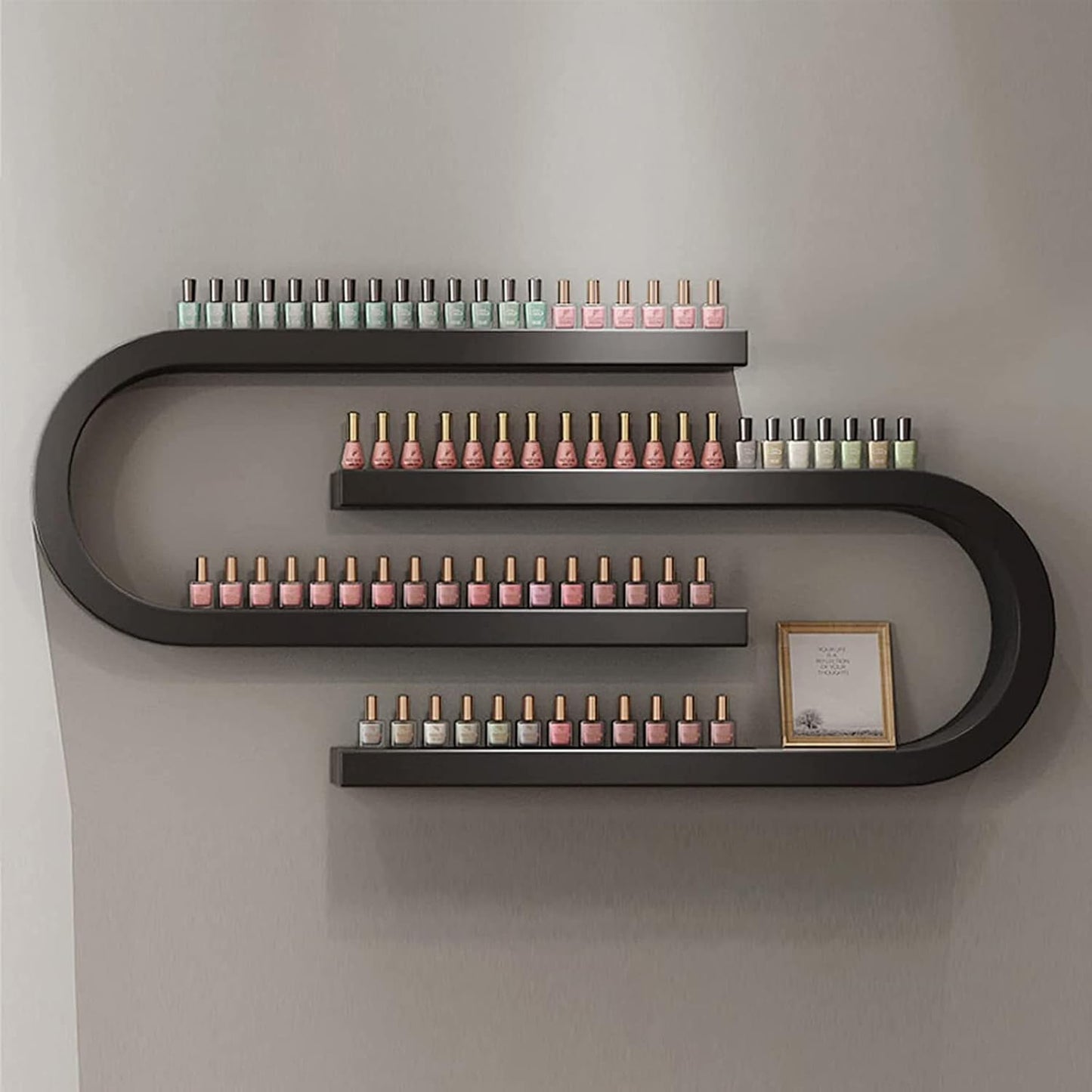 Wall Mounted Nail Polish Bottle Display Rack, U-Shaped Essential Oil Perfume Storage Shelf, Hanging Salon Beauty Nail Shop Organizer Perfume Holder