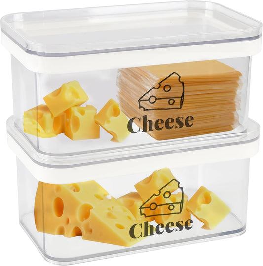 Cheese Container for Refrigerator 2 Pack,Shredded Cheese Storage Container With Lid,Bpa-Free Deli Meat Storage Containers,Cream Cheeses,Fridge Organizers and Storage for Slice Cheeses Holder